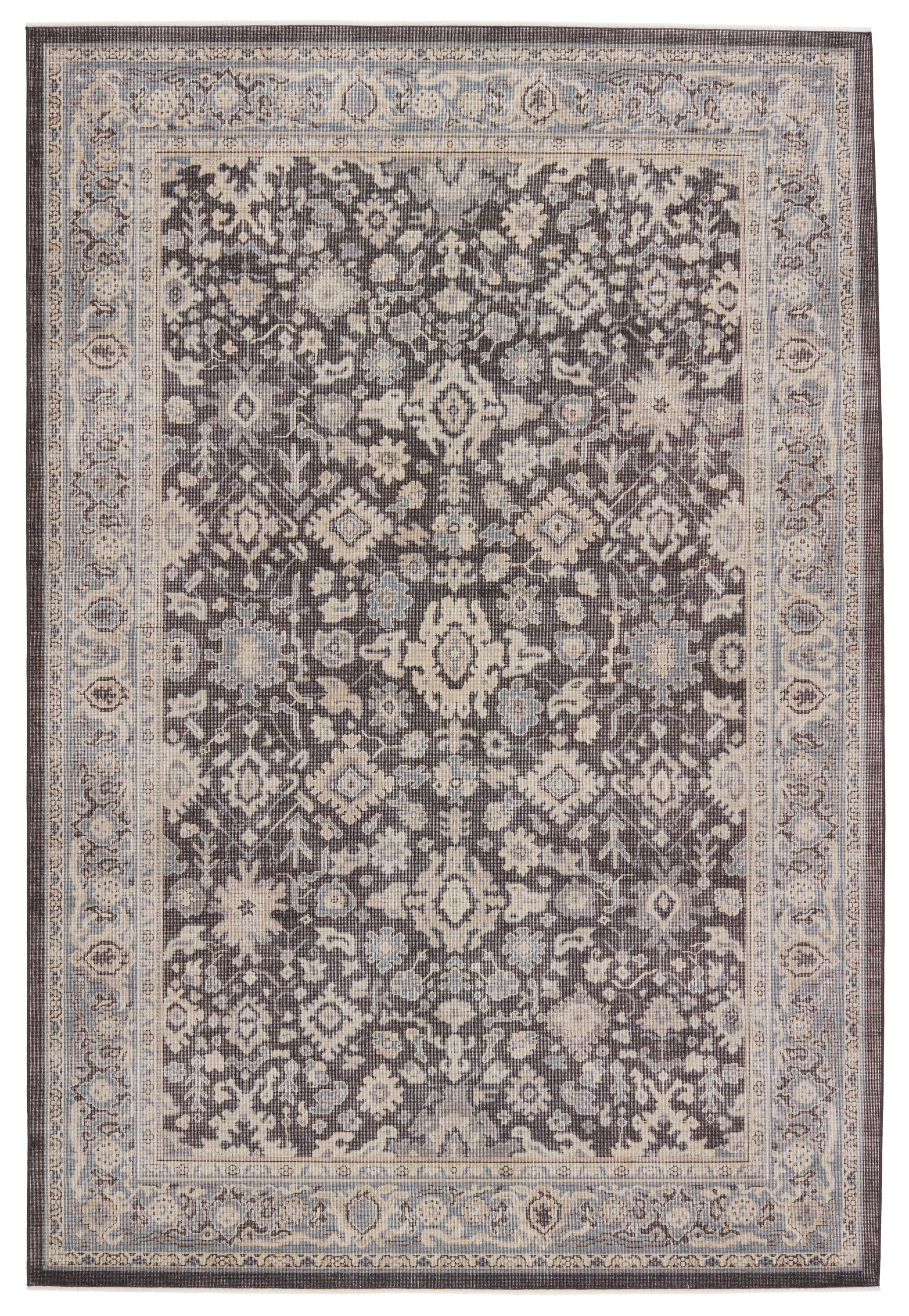 Elynor Oriental Dark Gray/ Beige Area Rug (6'5"X9'9") - Image 0