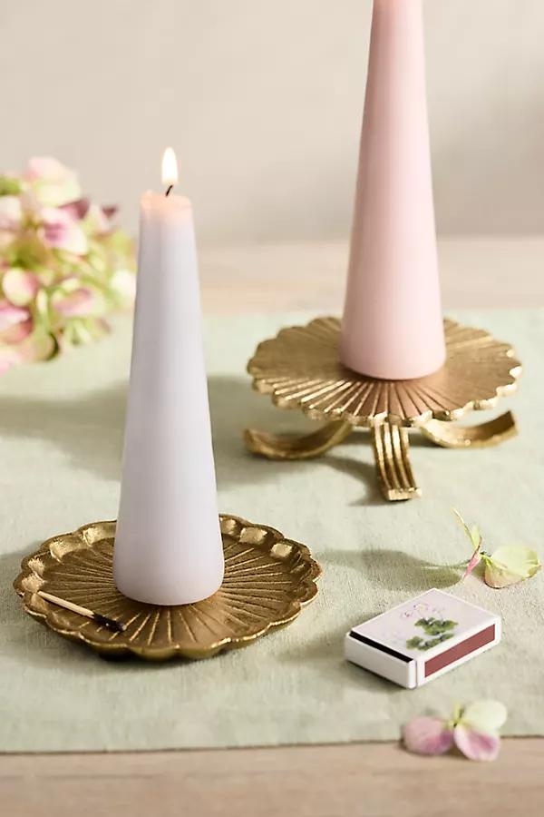 Fluted Metal Pillar Candle Holder - Image 0