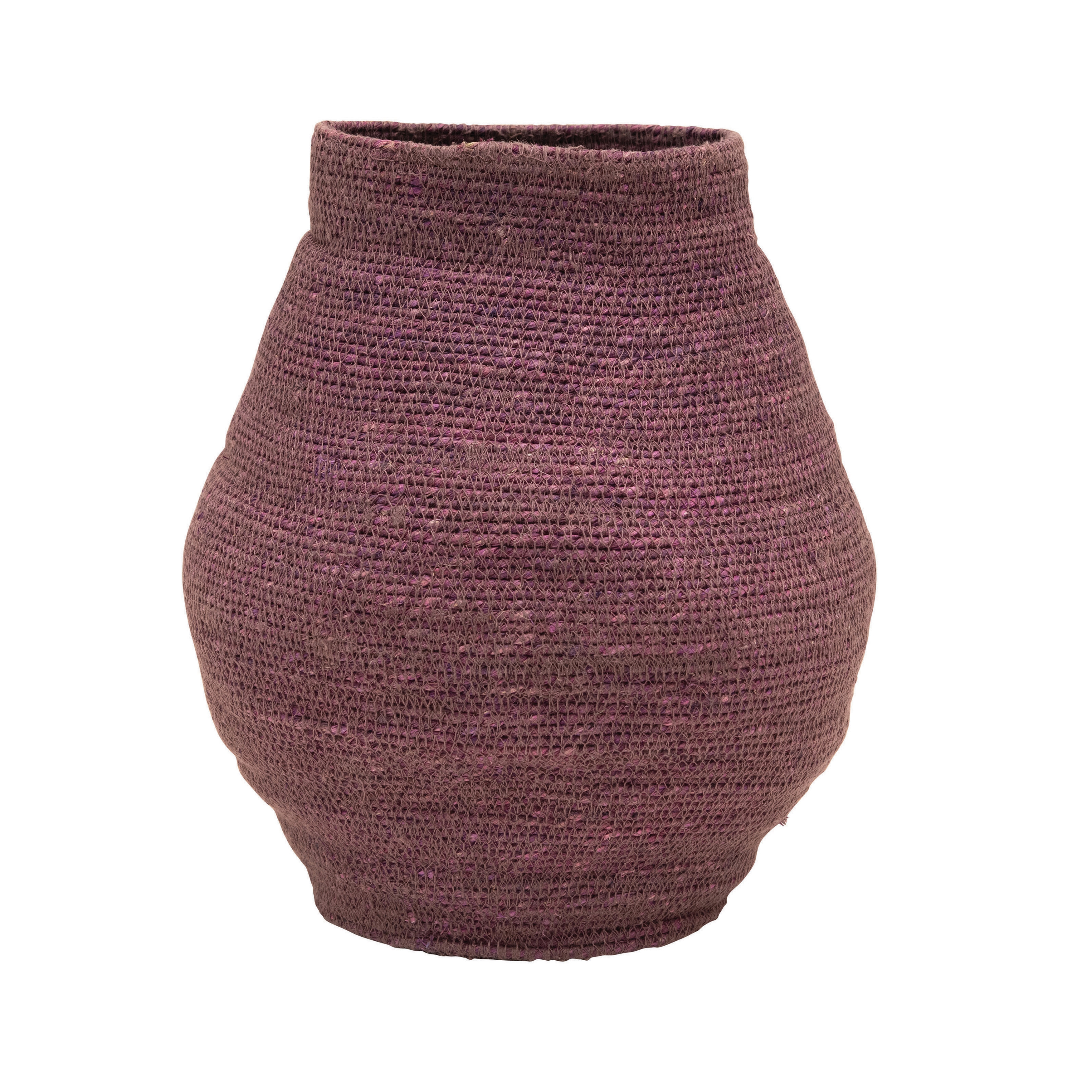 Fluted Woven Seagrass Basket, Plum - Image 0