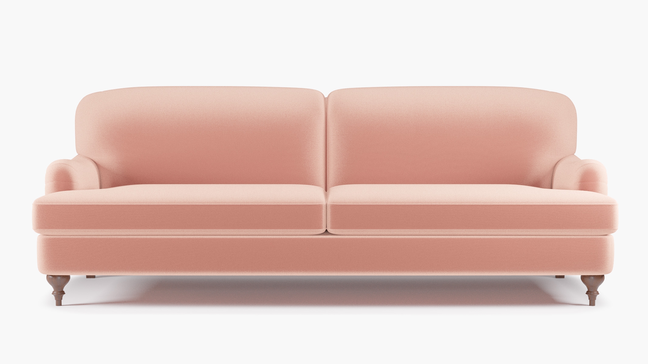 English Roll Arm Sofa, Bloom Performance Plush Velvet, Walnut Turned Wood Leg - Image 0