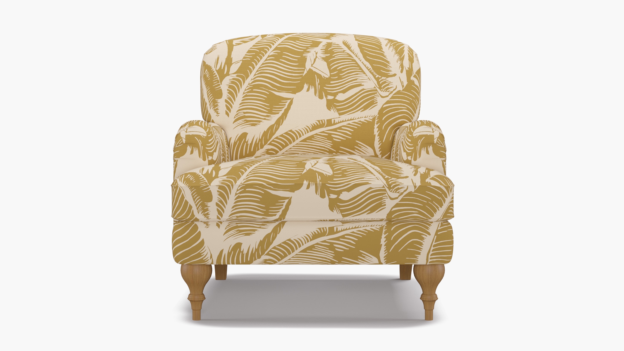 English Roll Arm Chair, Ochre Martinique® Encore, Natural Turned Wood Leg - Image 0