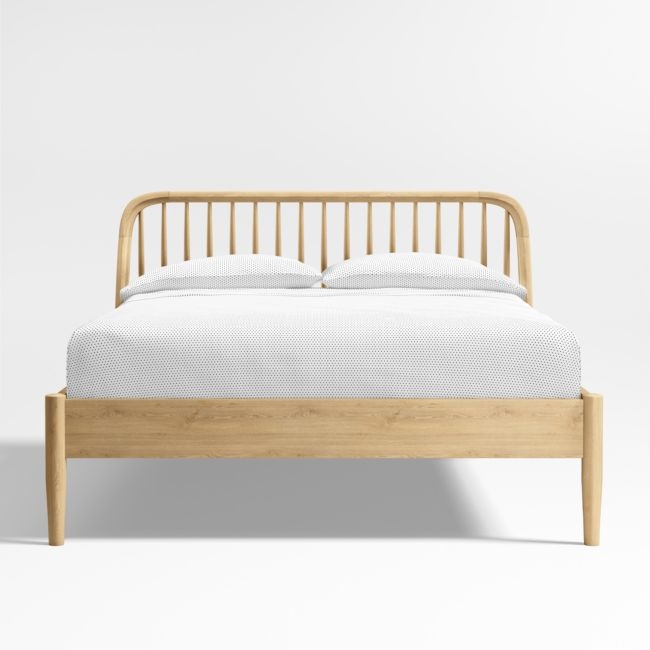Bodie Spindle Natural Oak Wood Kids Queen Bed - Image 0
