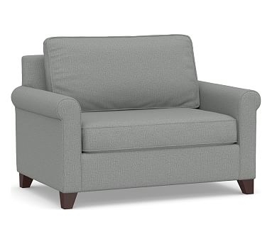 Cameron Roll Arm Upholstered Twin Sleeper Sofa, Polyester Wrapped Cushions, Performance Brushed Basketweave Chambray - Image 0