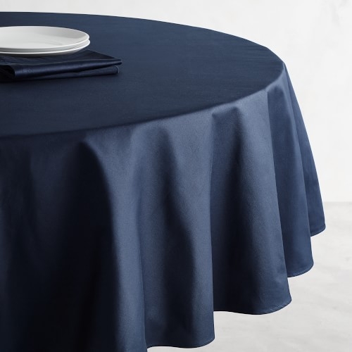 Hotel Tablecloth, 90" Round, Navy - Image 0