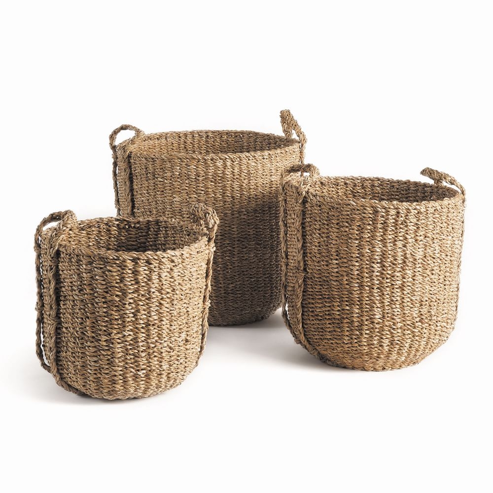 Seagrass Round Drum Baskets, Set of 3 - Image 0