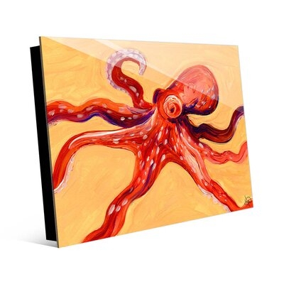 Octopus In Orange On Gold Nautical - Image 0