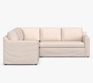 Shasta Square Arm Slipcovered 3-Piece L-Shaped Corner Sectional, Polyester Wrapped Cushions, Performance Heathered Basketweave Dove - Image 2