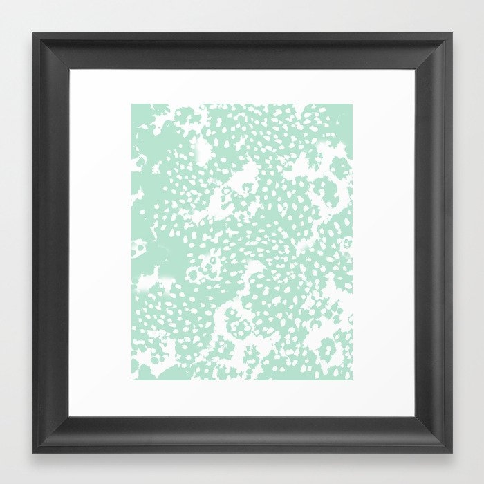 Dot Pattern Mint Abstract Minimal Painting Dorm College Office Gifts Decor Framed Art Print by Charlottewinter - Scoop Black - X-Small 10" x 10"-12x12 - Image 0