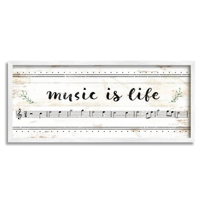 'Music Is Life Composition Paper with Notes' Graphic Art Print - Image 0