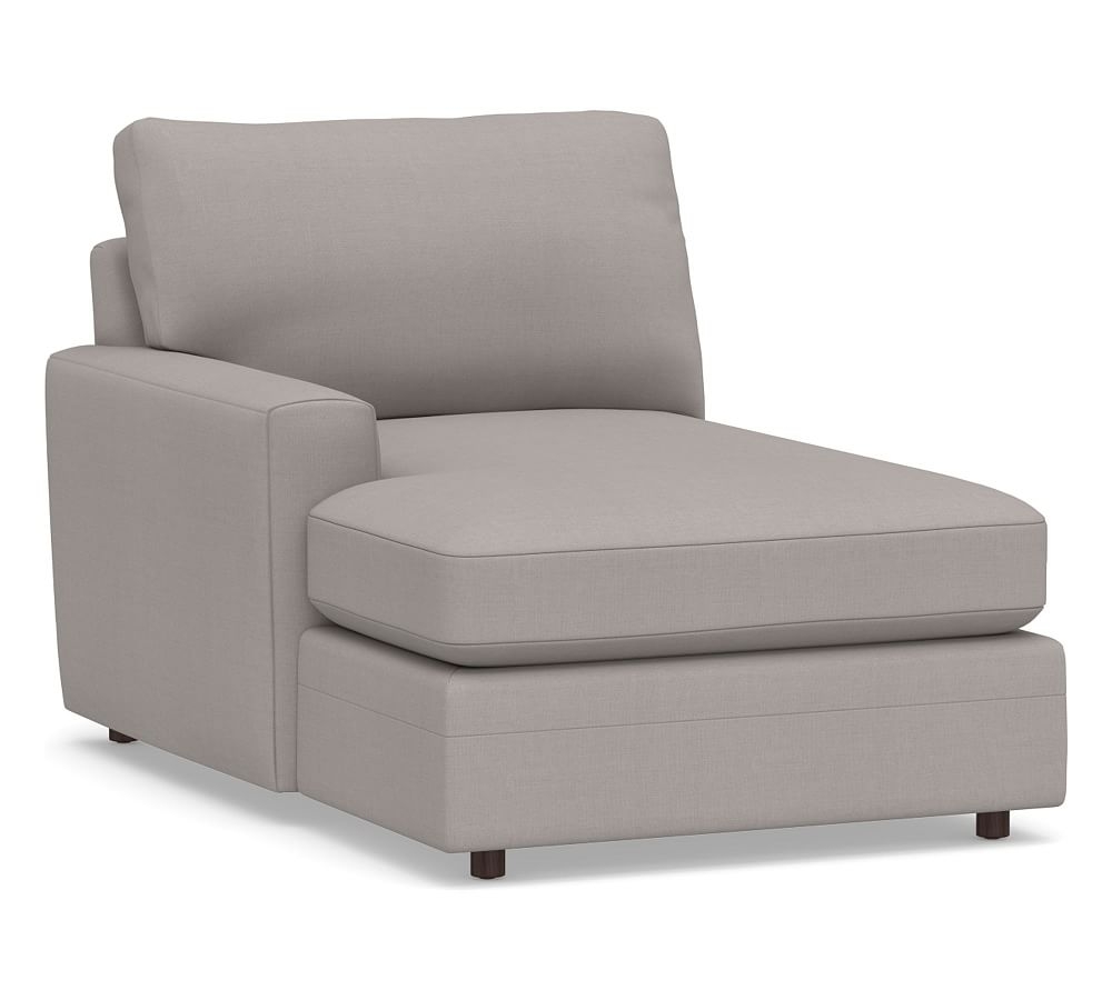 Pearce Modern Square Arm Upholstered Left-arm Chaise, Down Blend Wrapped Cushions, Belgian Linen Light Gray - Image 0