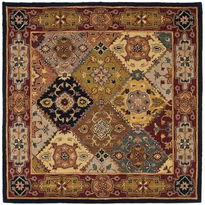 Balthrop Oriental Hand-Tufted Wool Red/Navy Blue/Yellow Area Rug - Image 0