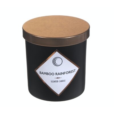 14Oz 3 Wick Matte Black Scented Candle W Lid (Bamboo Rainforest) - Image 0