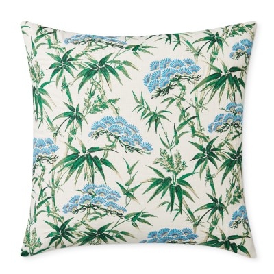Schumacher Arita Print And Embroidered Pillow Cover, 22" X 22", Green - Image 0