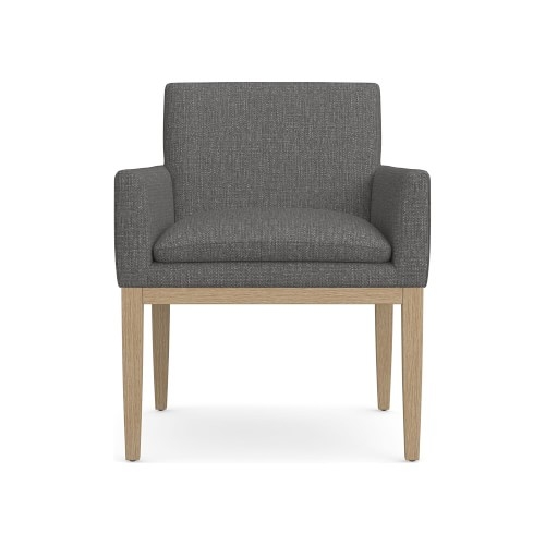 Laguna Armchair, Standard Cushion, Perennials Performance Melange Weave, Gray, Natural Leg - Image 0