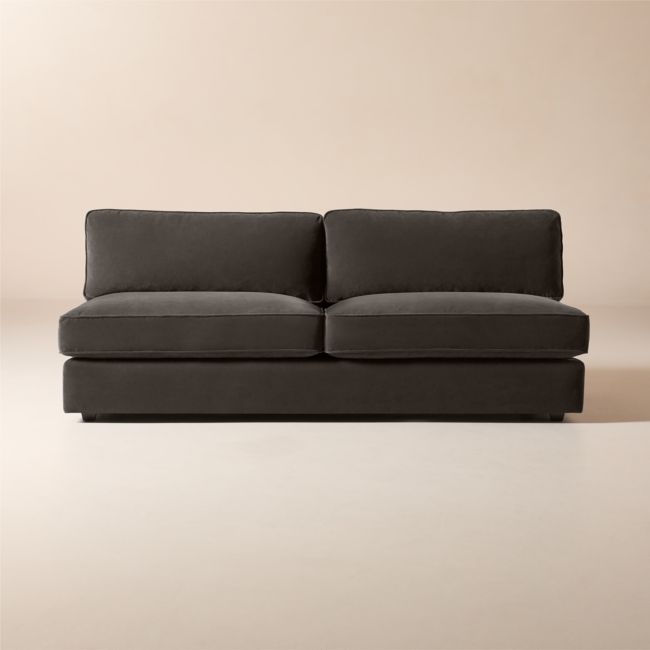 Malea Charcoal Grey Performance Fabric Armless Loveseat - Image 0