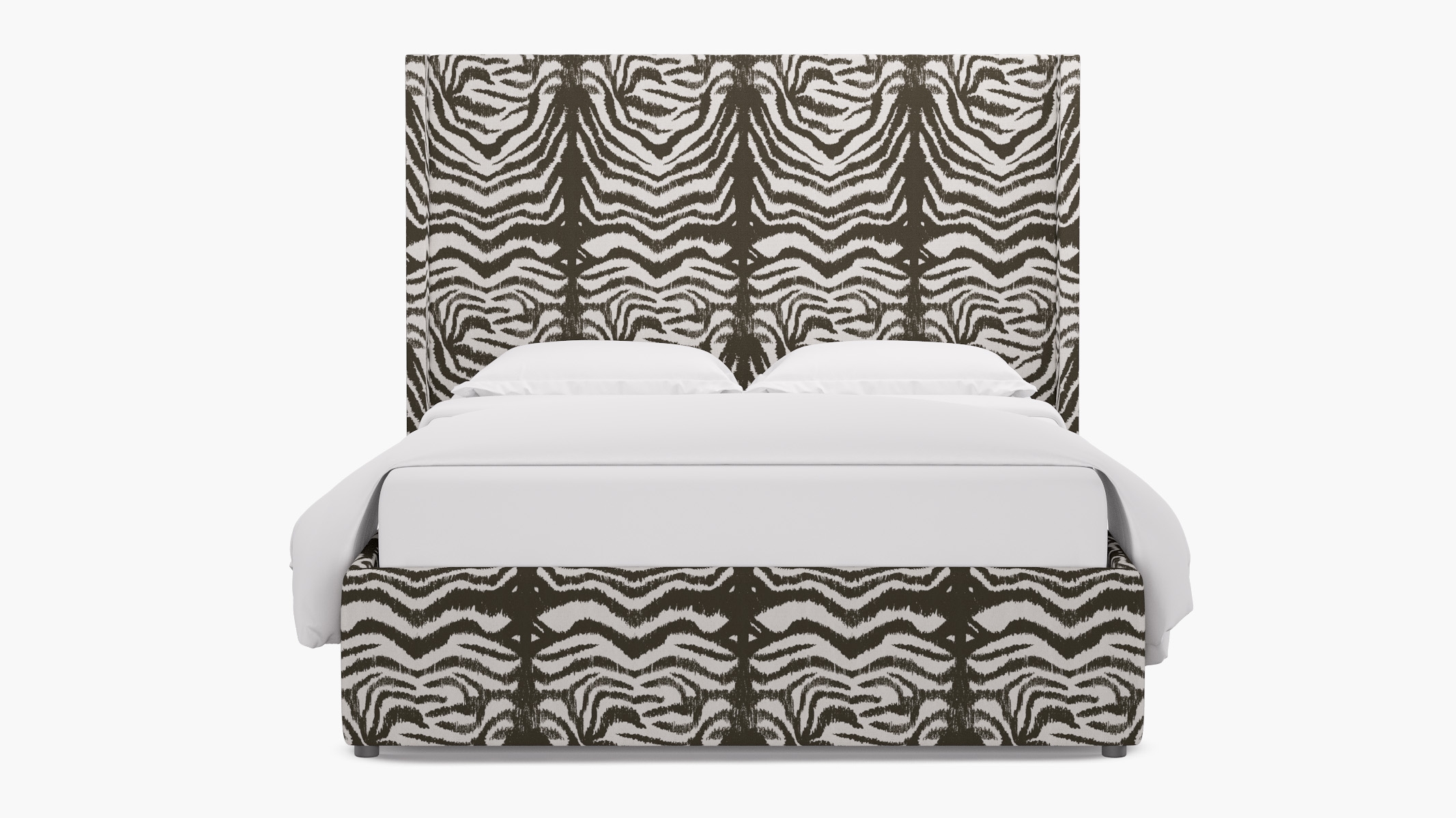 Modern Wingback Bed, Zebra, Twin - Image 0