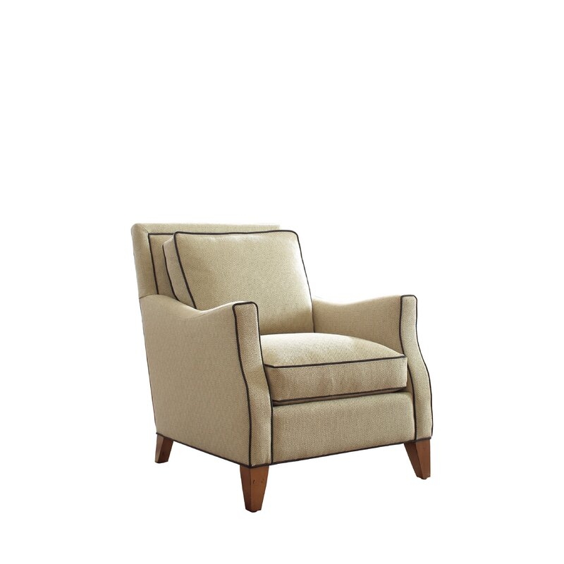 Braxton Culler Haynes 29" W Polyester Blend Down Cushion Armchair Upholstery: Light Gray Textured Plain; 0851-93, Finish: Black - Wood - Image 0