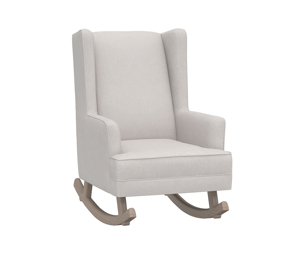 Modern Wingback Convertible Rocker, Performance Brushed Chenille, Dove, Driftwood - Image 0