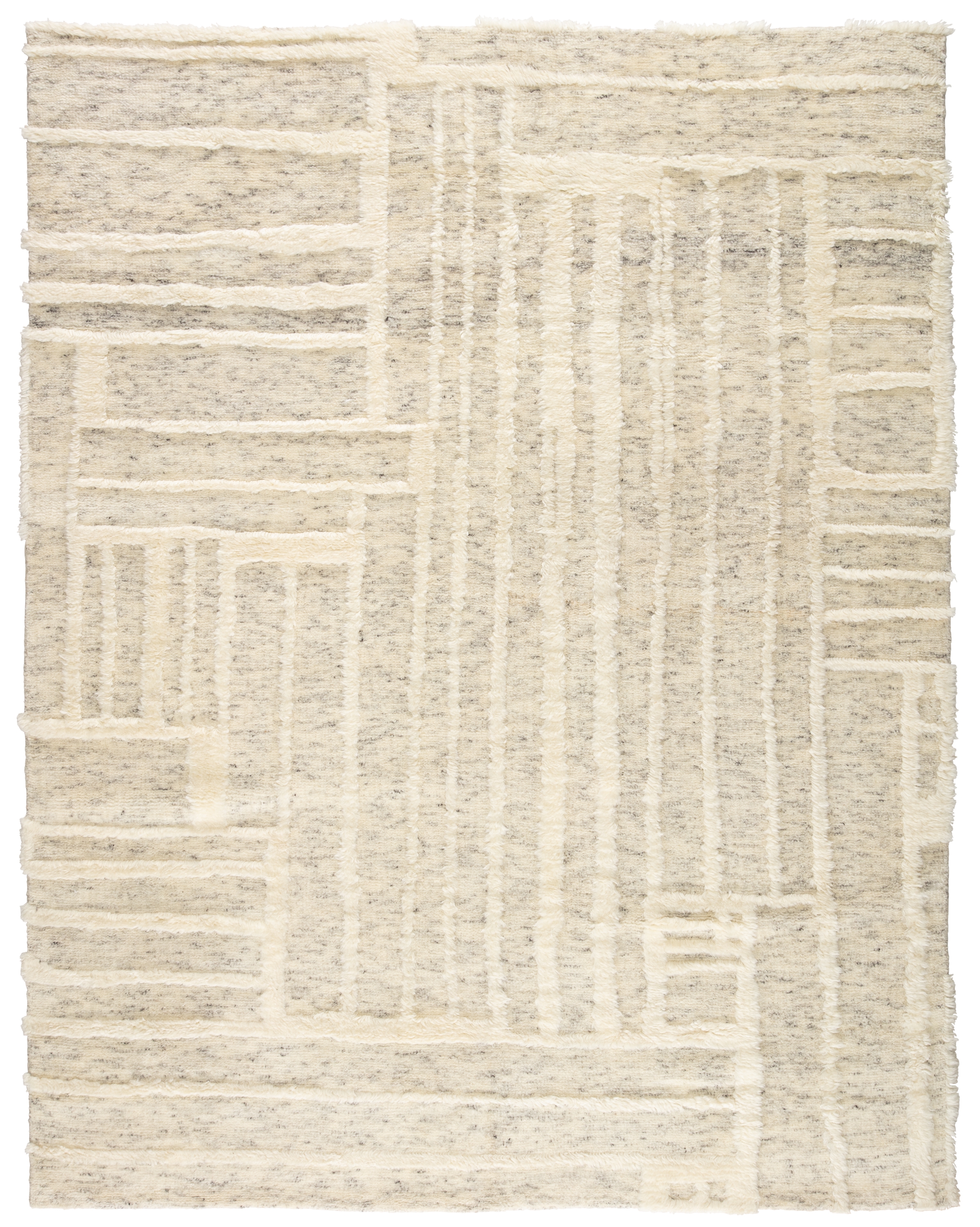 Casamir TAL08 Handknotted Geometric Cream and Gray Area Rug (8'x10') - Image 0