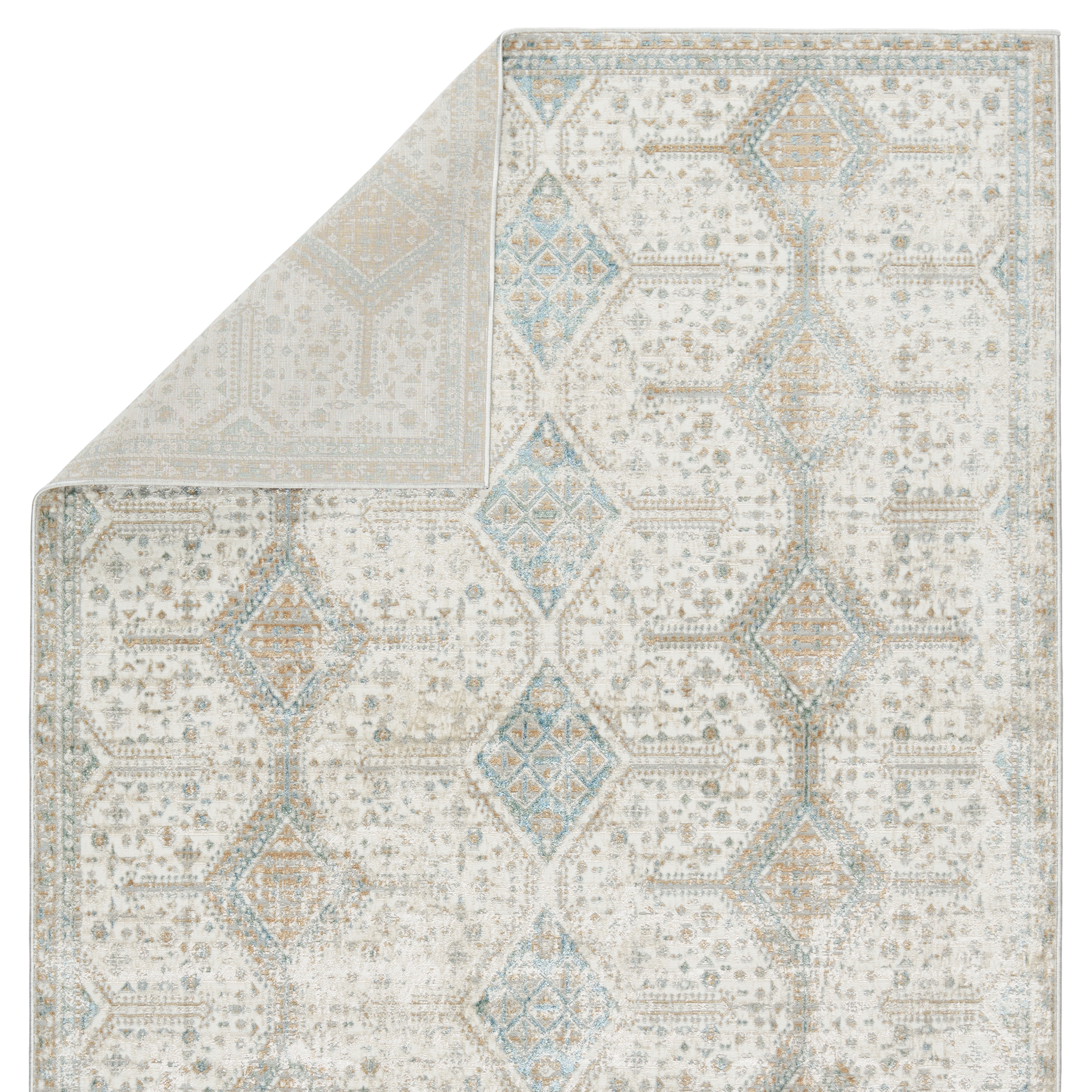 Vibe by Roane Trellis Gold/ Light Blue Runner Rug (2'6"X10') - Image 2