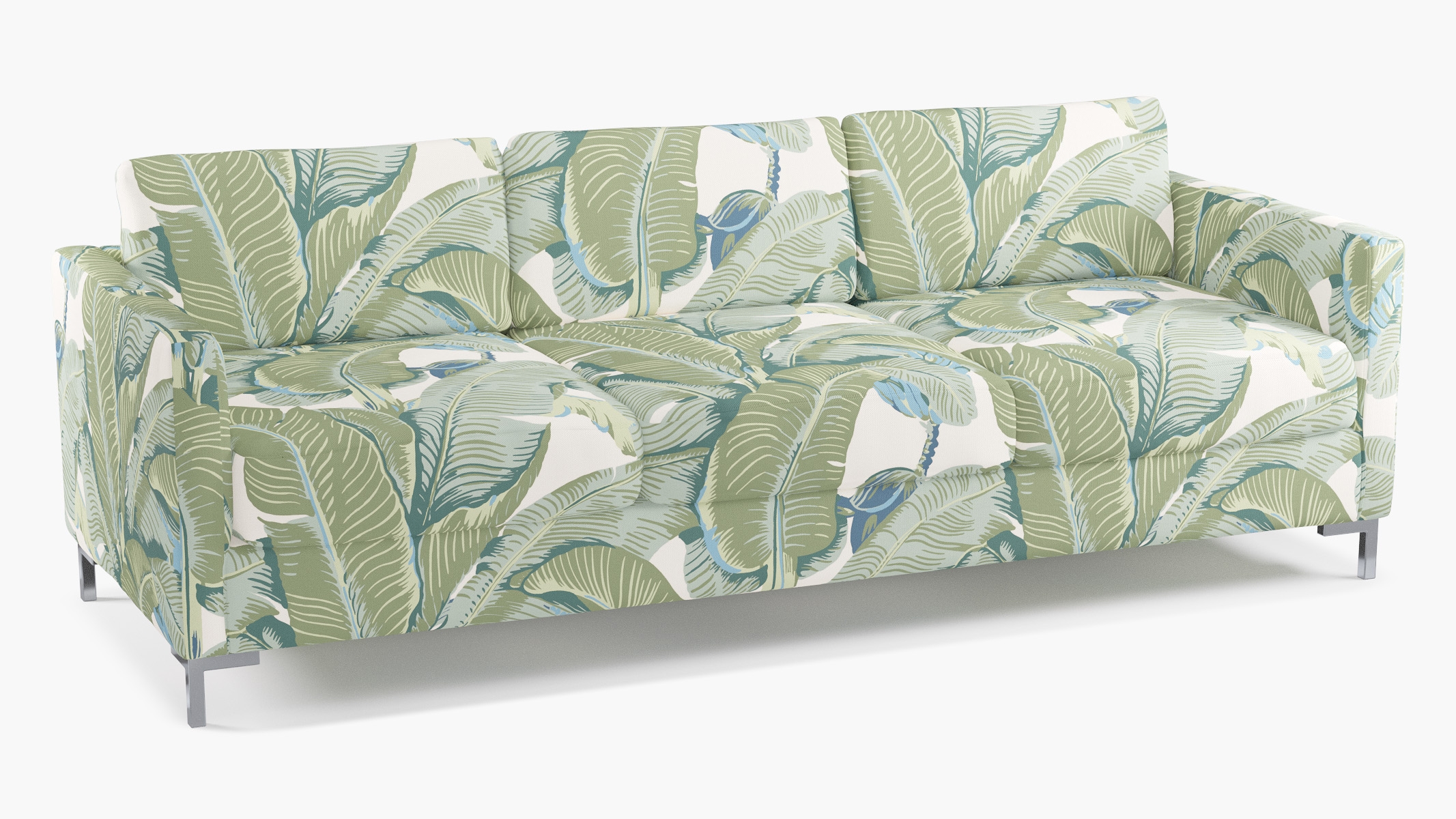 Modern Sofa, Pistachio Martinique®, Chrome L Leg - Image 1