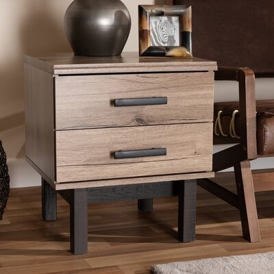 Latitude Run® Studio Arend Modern And Contemporary Two-Tone Oak Brown And Ebony Wood 2-Drawer End Table - Image 0