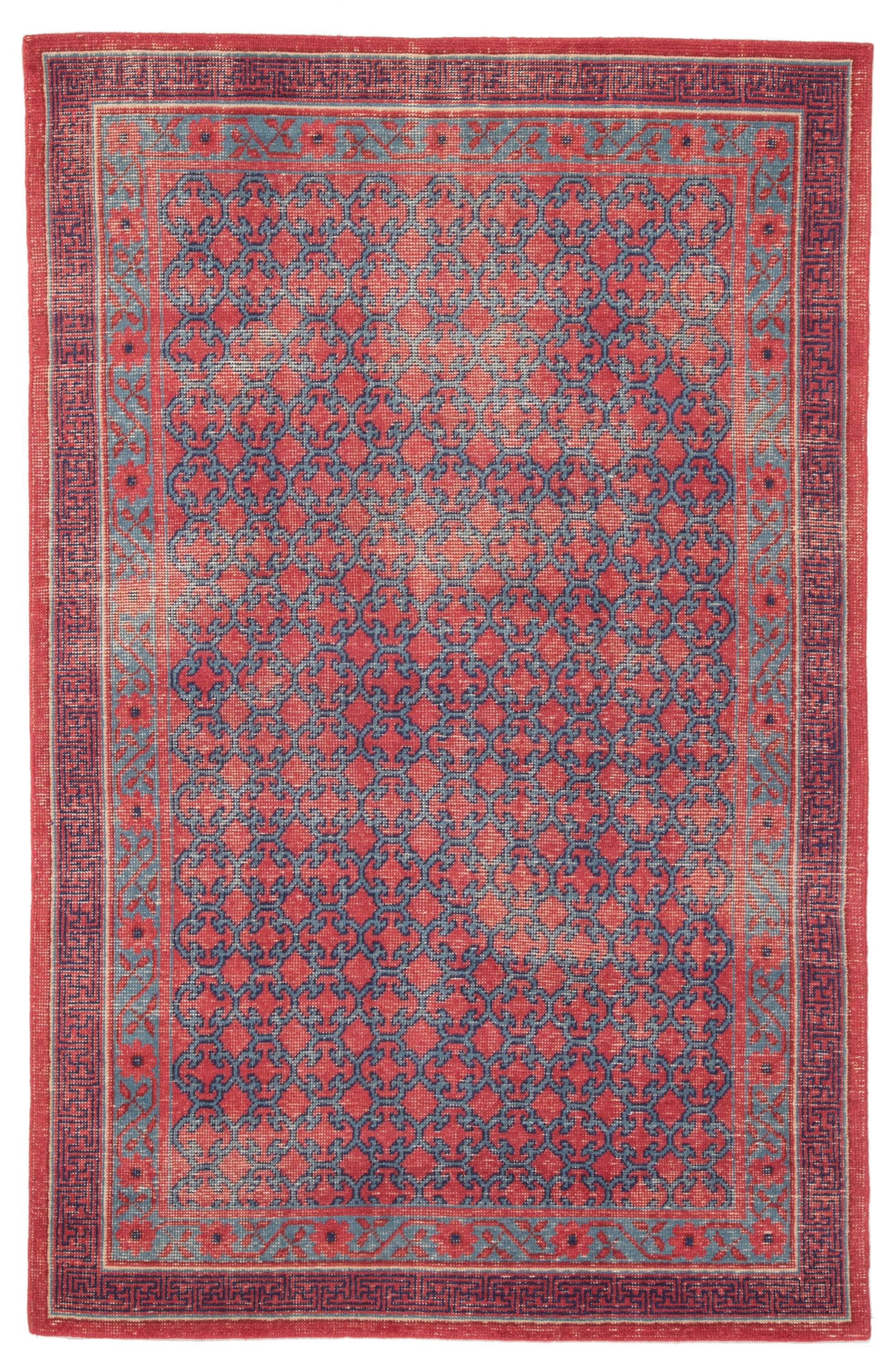 Concord Hand-Knotted Medallion Red/ Blue Area Rug (9' X 12') - Image 0