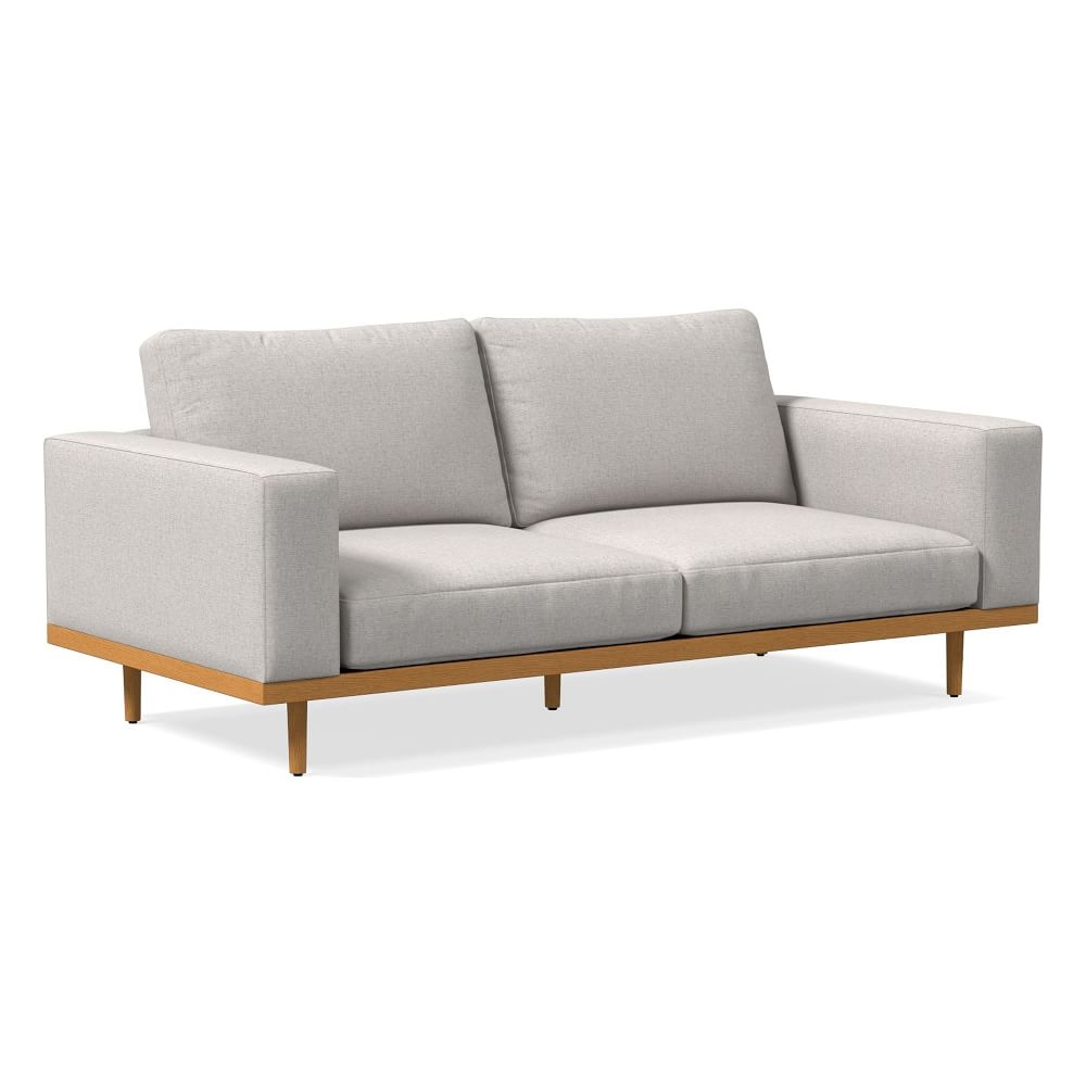 Newport 84" Box Cushion Sofa, Performance Coastal Linen, Dove, Almond - Image 0