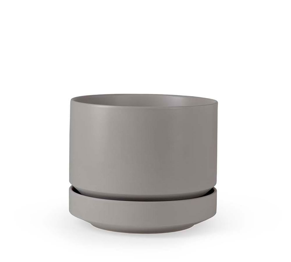 Modern Gray Ceramic Planter, 4" - Image 0