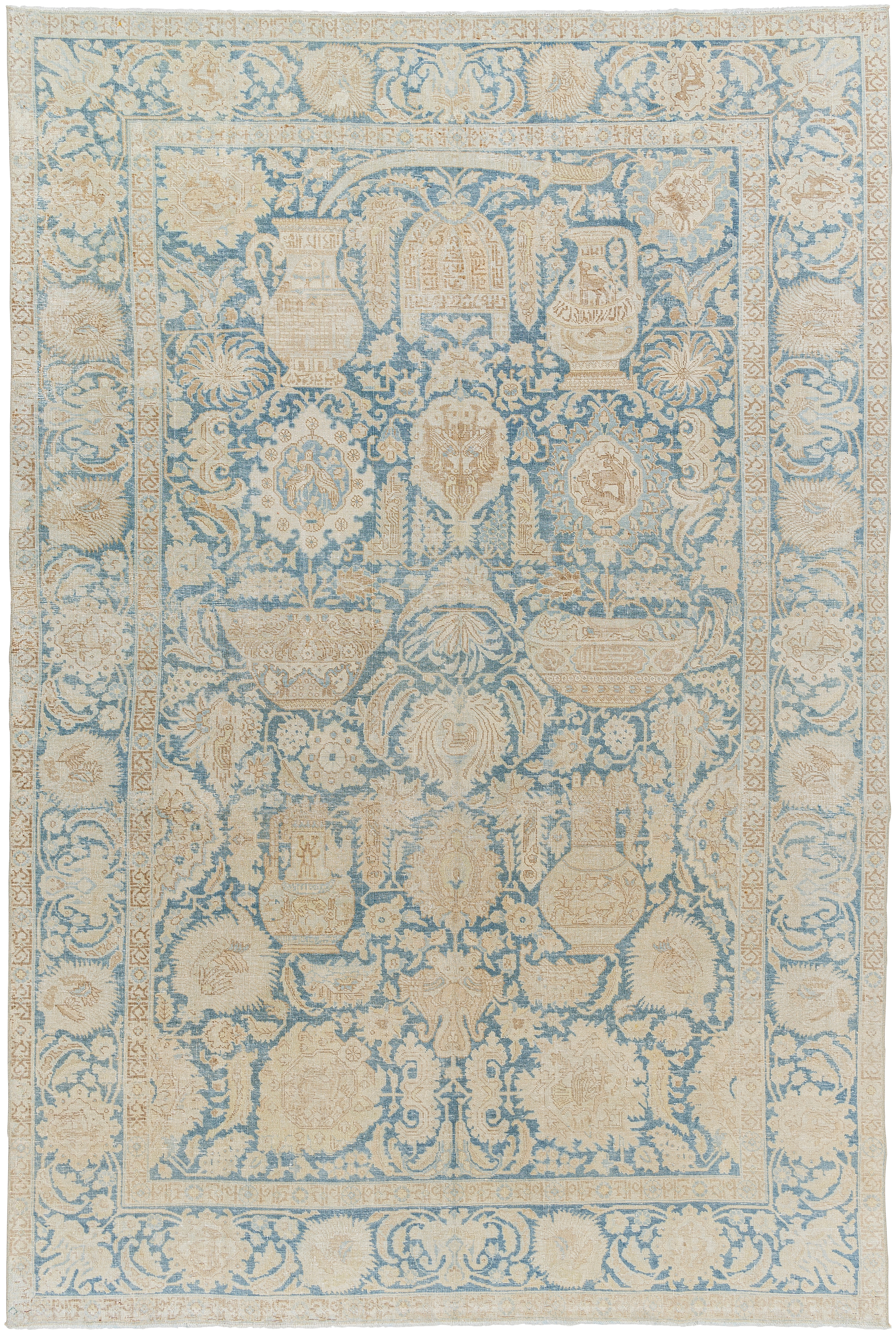 Antique One of a Kind Beige Indoor 7'2" x 10'8" Handmade Rug - Image 0