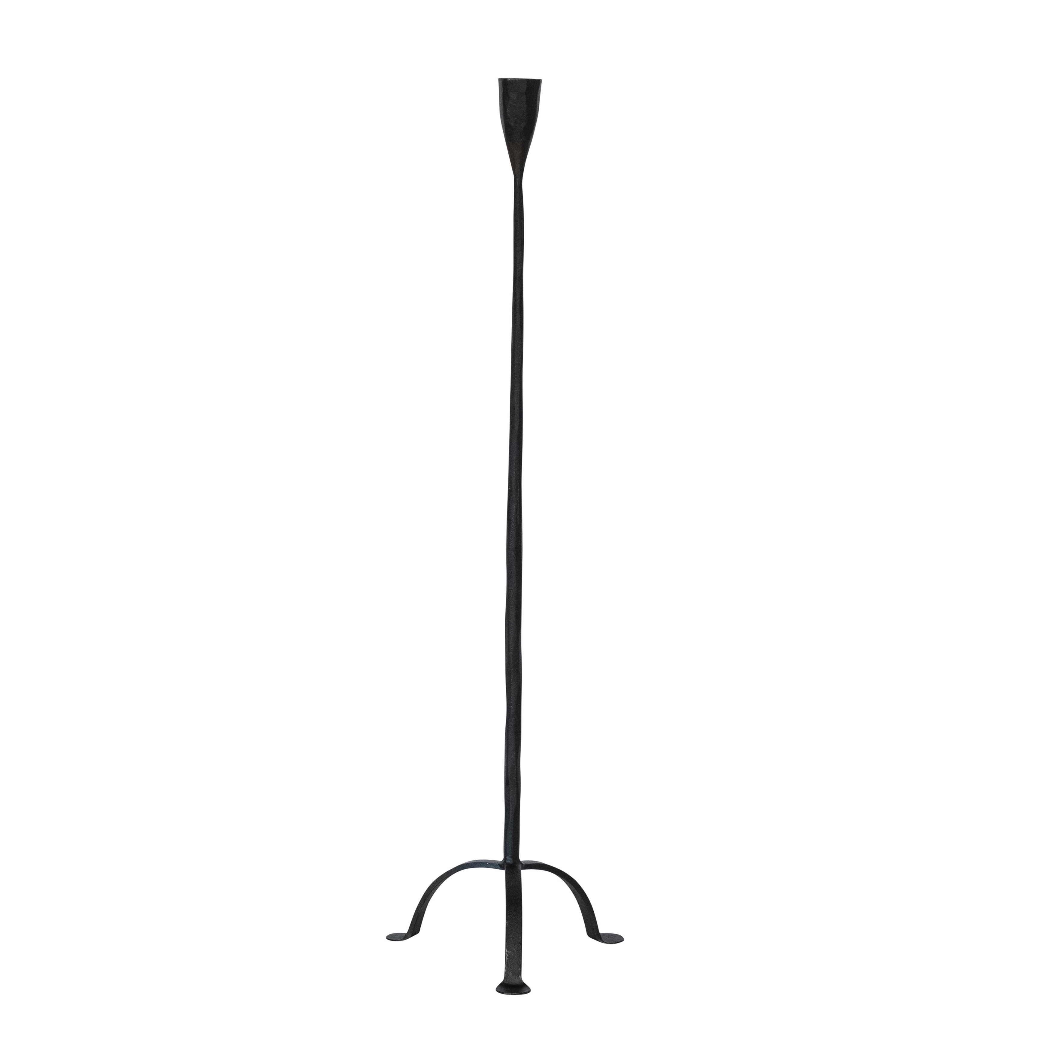 24"H Hand-Forged Cast Metal Footed Taper Holder, Black - Image 0