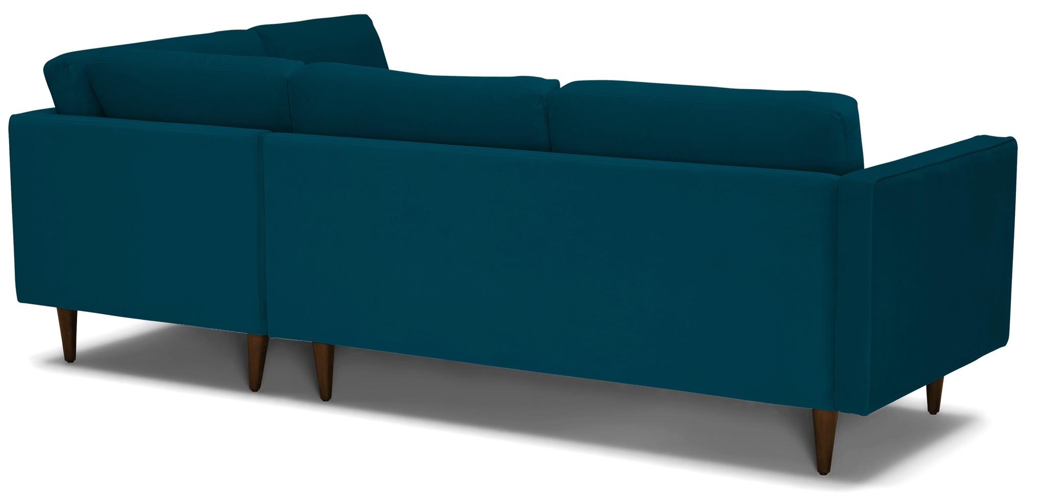 Blue Briar Mid Century Modern Sectional with Bumper - Key Largo Zenith Teal - Mocha - Right  - Image 3