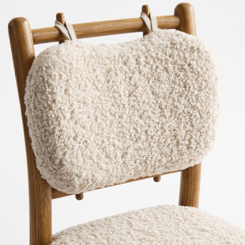 Pierre Light Brown Oak Wood Dining Counter Stool with Faux Shearling - Image 1