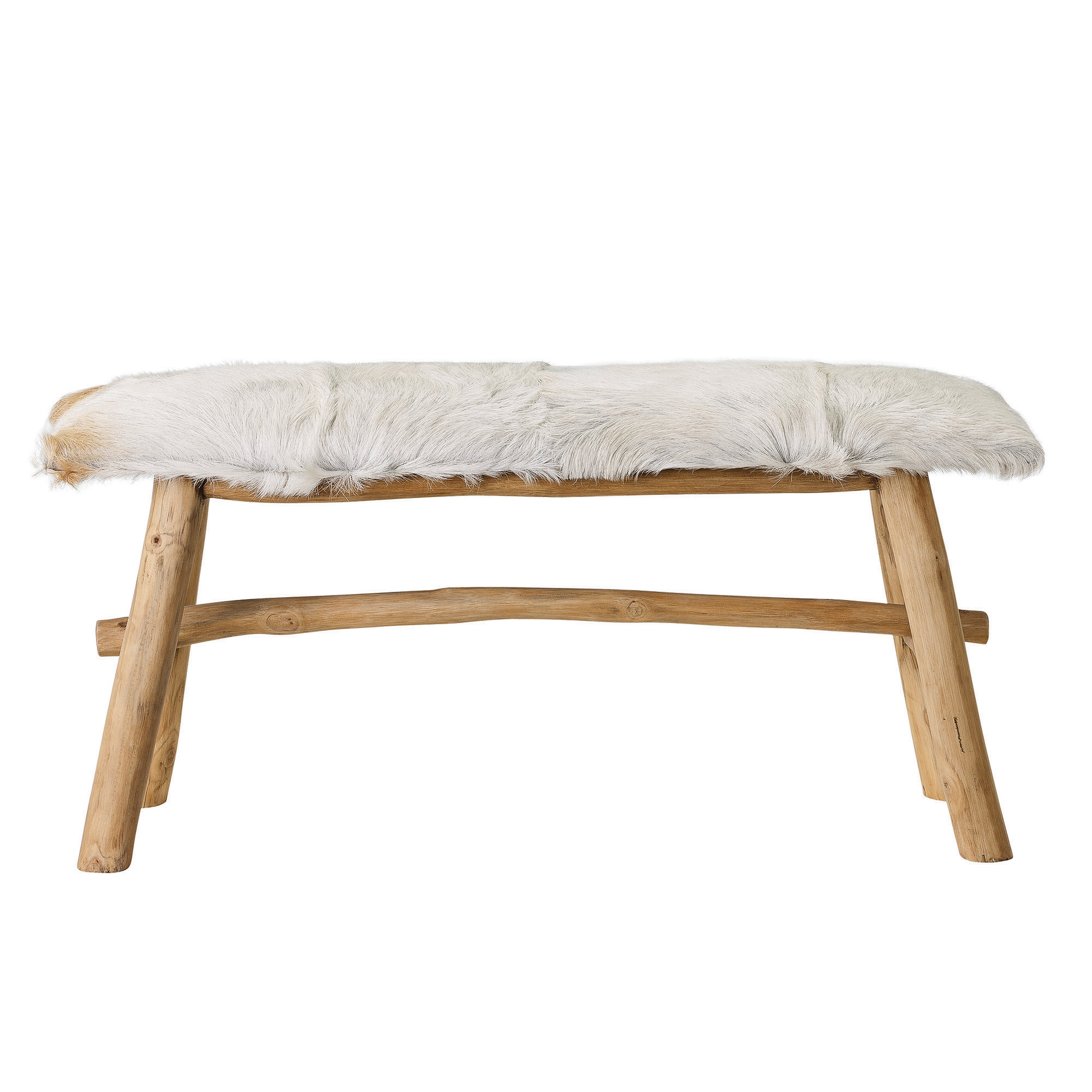 Wood Bench with Goat Fur Top - Image 0