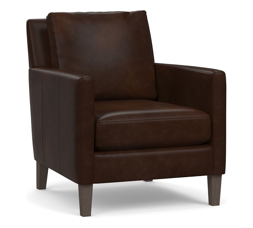 Felix Leather Armchair, Polyester Wrapped Cushions, Legacy Tobacco - Image 0