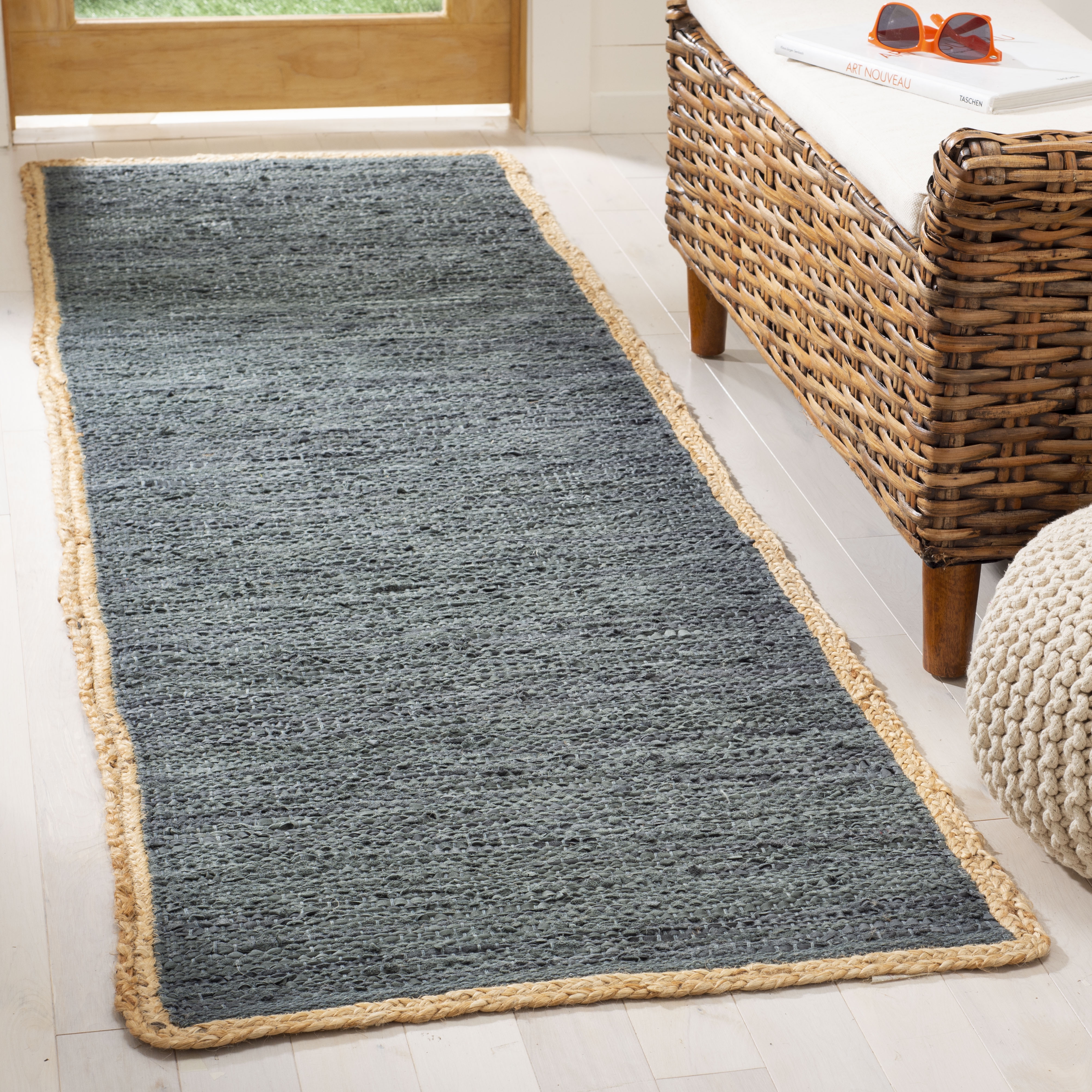 Arlo Home Hand Woven Area Rug, CAP901F, Grey/Natural,  2' 3" X 8' - Image 0