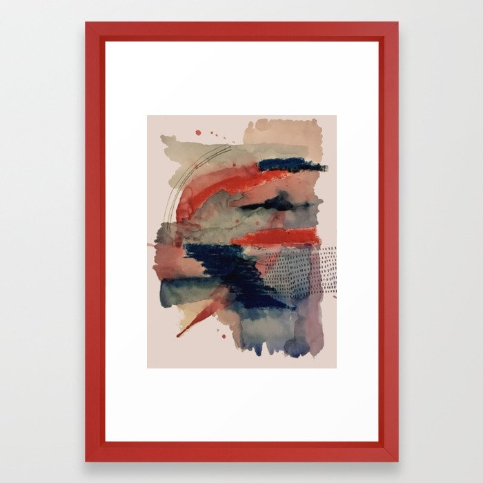 Independent: A Red And Blue Abstract Watercolor Framed Art Print by Alyssa Hamilton Art - Vector Red - SMALL-15x21 - Image 0