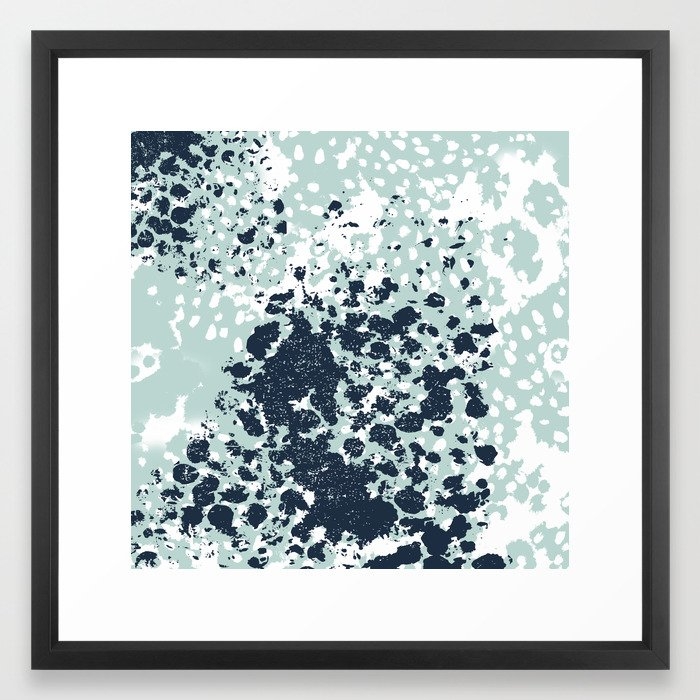 Izzie - Abstract Painting Navy Mint White Trendy Color Palette Summer Bright Decor Framed Art Print by Charlottewinter - Vector Black - MEDIUM (Gallery)-22x22 - Image 0