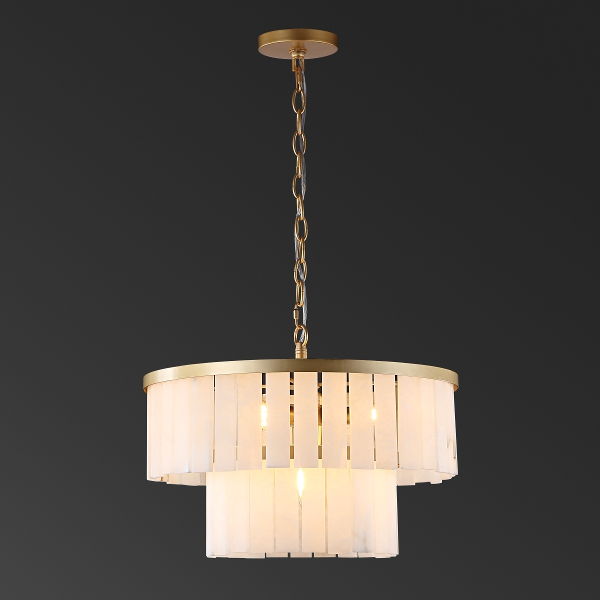 Safavieh Couture Kiandra Marble 2 Tier Chandeli - Gold/White - Image 2