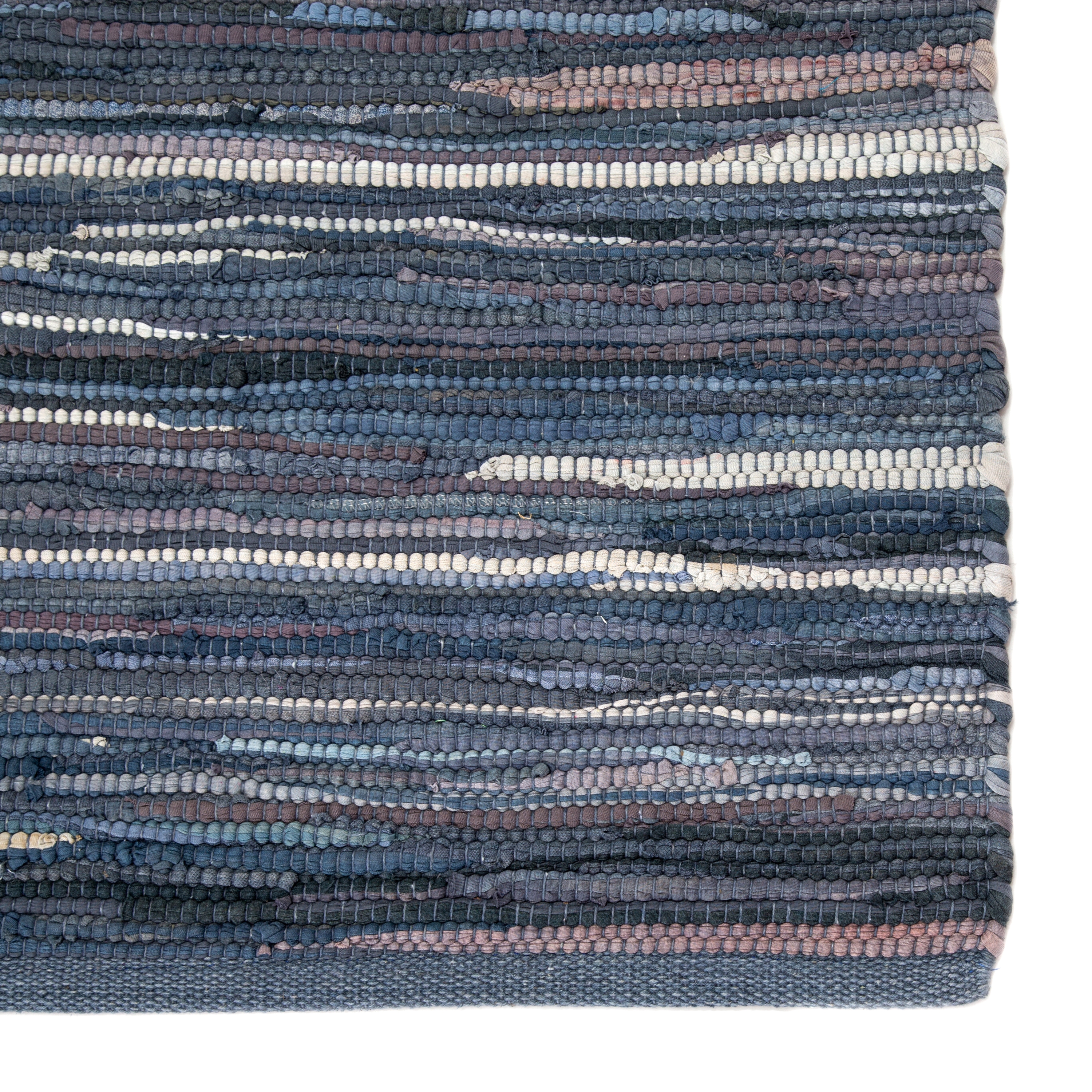 Raggedy Handmade Solid Blue Area Rug (5' X 8') - Image 3