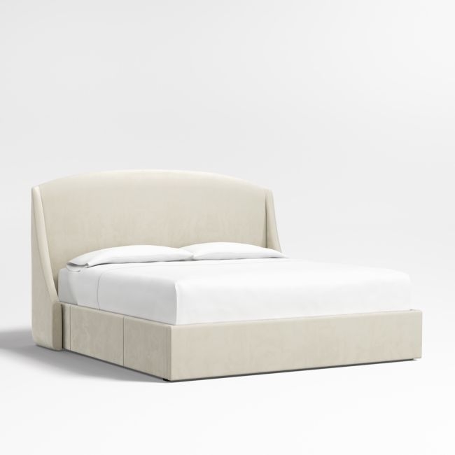 Lafayette 56" Beige Upholstered King Headboard with Storage Bed Base - Image 0