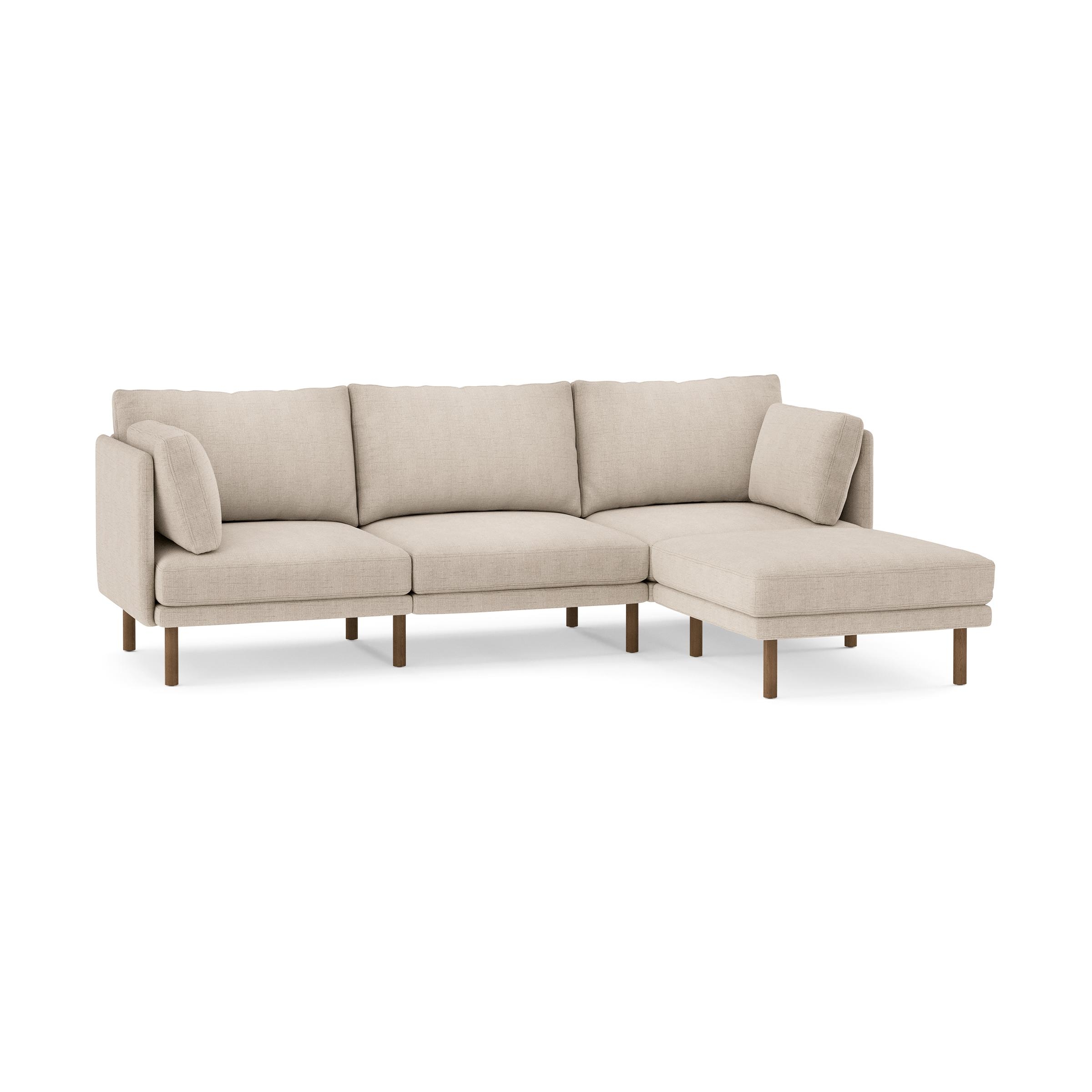 Field 4-Piece Sectional Lounger - Oatmeal - Performance Chenille / Walnut - Wood - Image 0