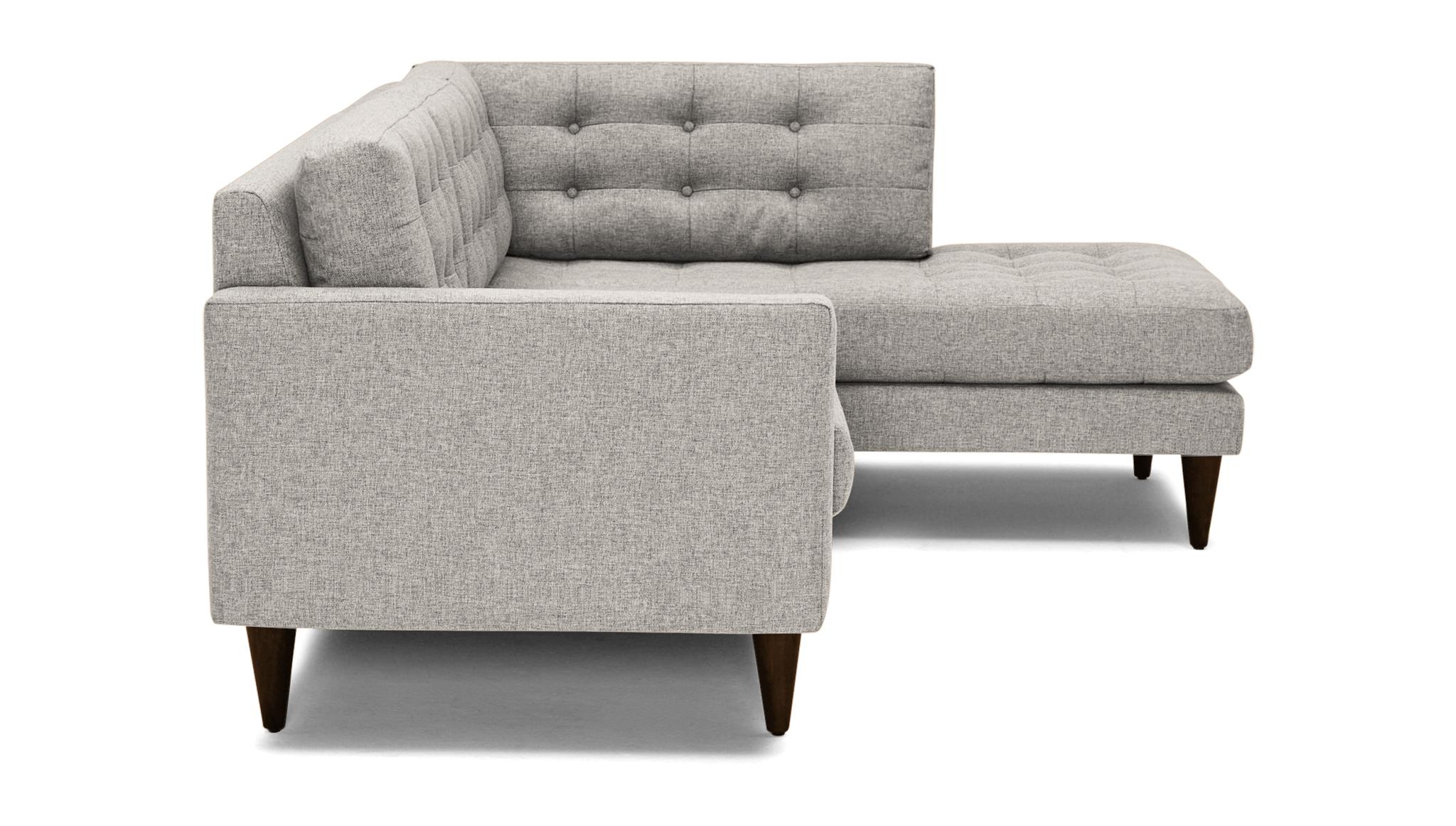 Beige/White Eliot Mid Century Modern Apartment Sectional with Bumper - Lucky Divine - Mocha - Left - Image 1