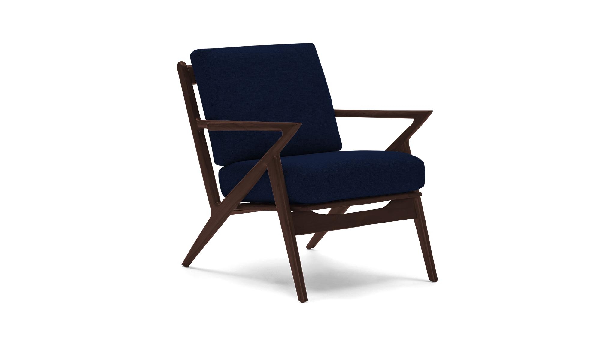 Blue Soto Mid Century Modern Chair - Royale Cobalt - Walnut - Image 1