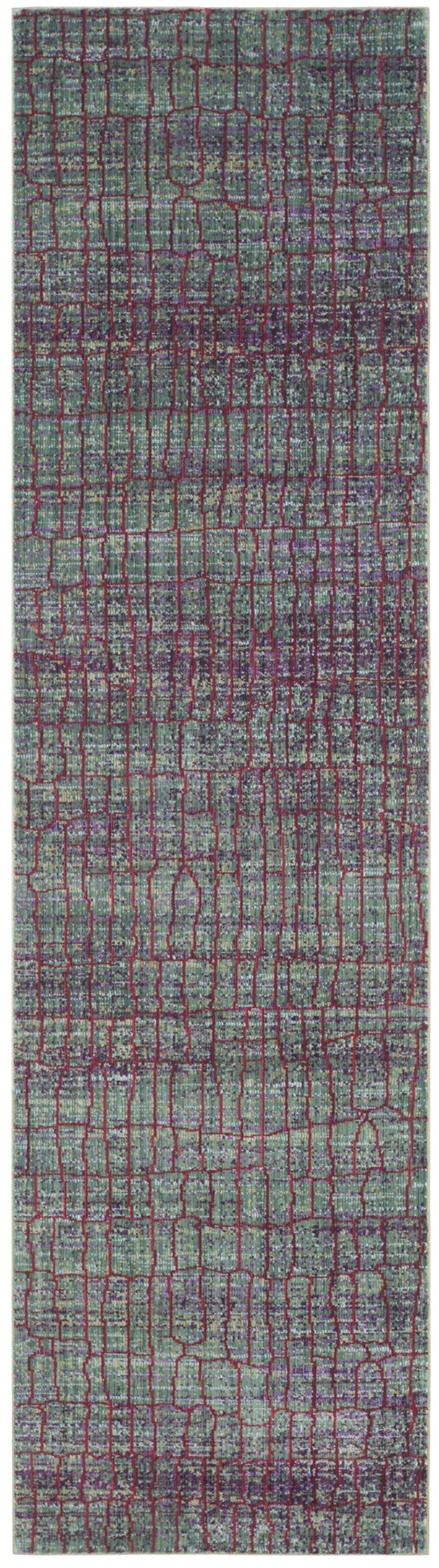 Arlo Home Woven Area Rug, VAL202B, Green/Red,  2' 3" X 8' - Image 0