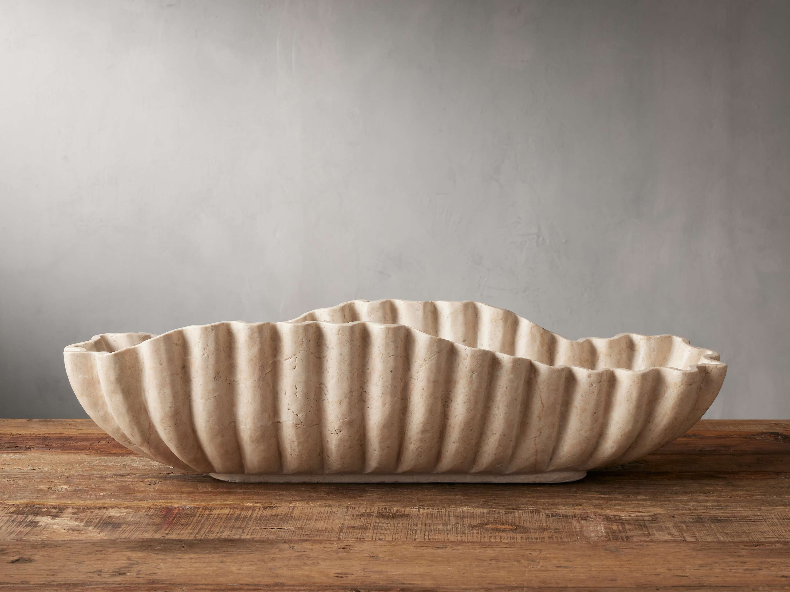 Edel Ruffle Centerpiece Bowl in Marble White  Cream - Image 0