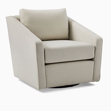 Tessa Swivel Chair, Poly, Performance Washed Canvas, Stone White, Concealed Support - Image 3