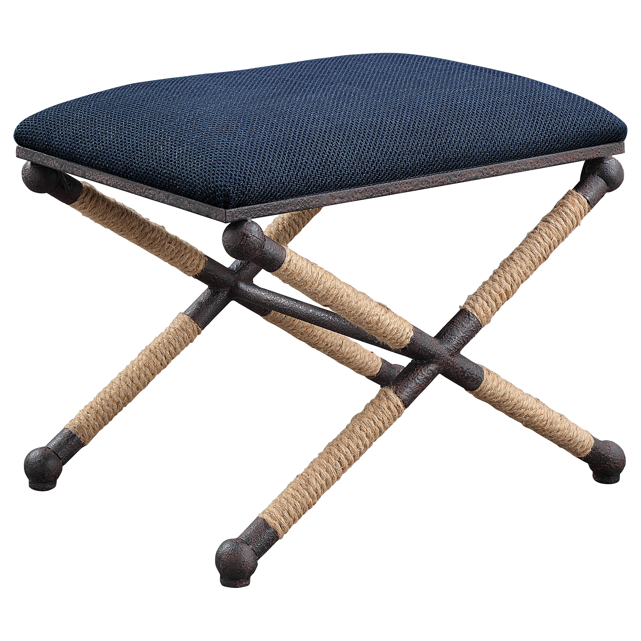 Firth Small Navy Fabric Bench - Image 3