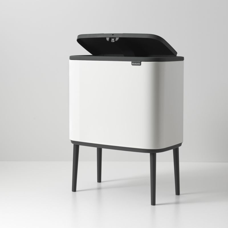 Brabantia Bo Touch Top Trash Can, Dual Compartment, White, 3 + 6 Gallon - Image 1