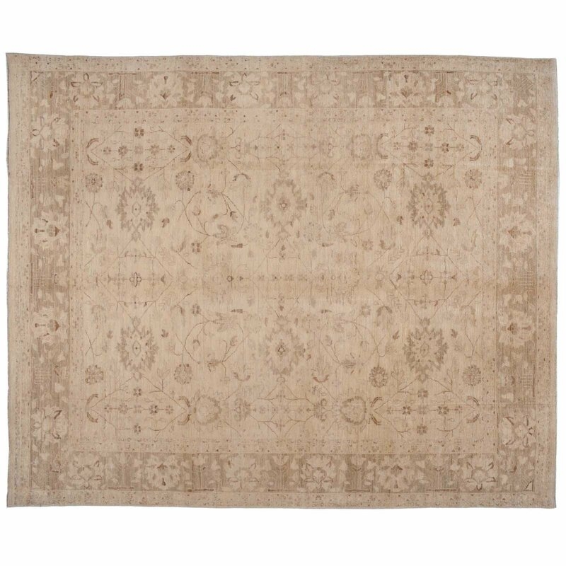 Aga John Oriental Rugs One-of-a-Kind Hand-Knotted Beige/Light Green 8' x 9'9"" Wool Area Rug - Image 0